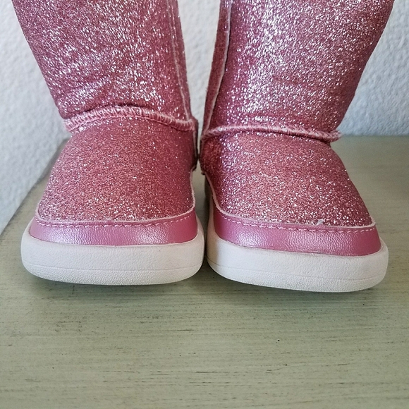 UGG Baby Pink Keelan Glitter Genuine Shearling Baby Girl Booties - Picture 3 of 8